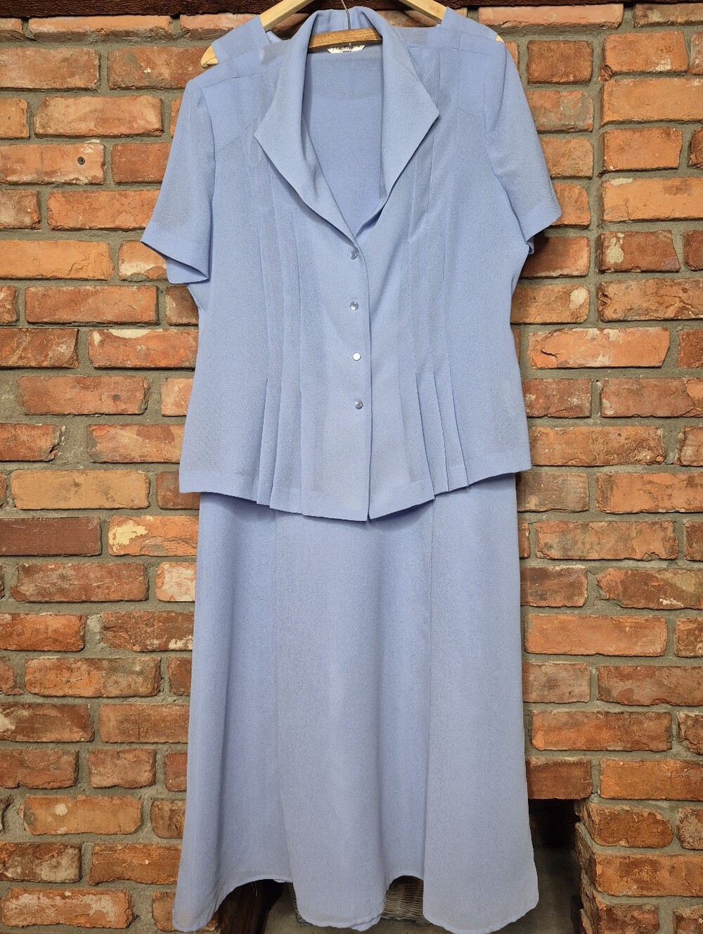 Tradition 2 Piece Periwinkle Blue Maxi Dress Short Sleeve Blazer Set Size 16